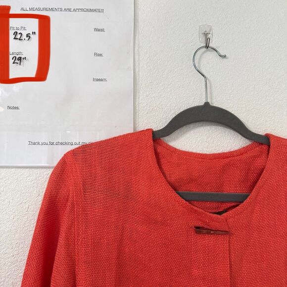 Maralyce Ferree Womens 100% Linen Jacket Medium‎ Orange Boho Lagenlook Casual - Picture 6 of 6